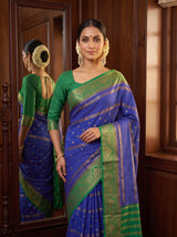 MIMOSA Royal Blue Mysore Silk Crepe Saree — pose 10 styling detail