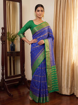 MIMOSA Royal Blue Mysore Silk Crepe Saree — pose 4 styling detail