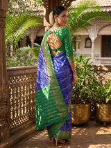 MIMOSA Royal Blue Mysore Silk Crepe Saree — pose 7 styling detail