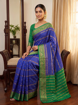 MIMOSA Royal Blue Mysore Silk Crepe Saree — pose 8 styling detail