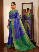 MIMOSA Royal Blue Mysore Silk Crepe Saree — pose 9 styling detail
