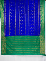 MIMOSA Royal Blue Mysore Silk Crepe Saree — pallu and zari work detail