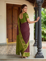 MIMOSA Chocolate Mysore Silk Crepe Saree — Model showing lower drape
