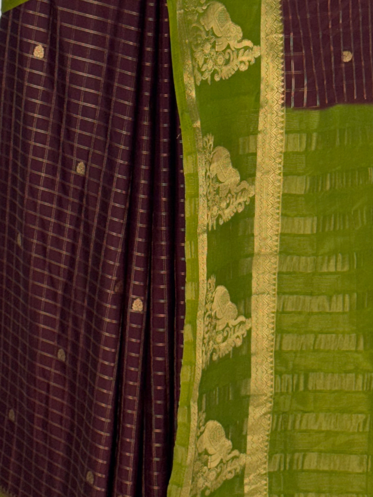 MIMOSA Chocolate Mysore Silk Crepe Saree — fleets shot full lifestyle