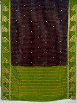 MIMOSA Chocolate Mysore Silk Crepe Saree — pallu and zari work detail