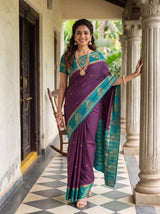 MIMOSA Jamun Mysore Silk Crepe Saree — Model showing blouse details