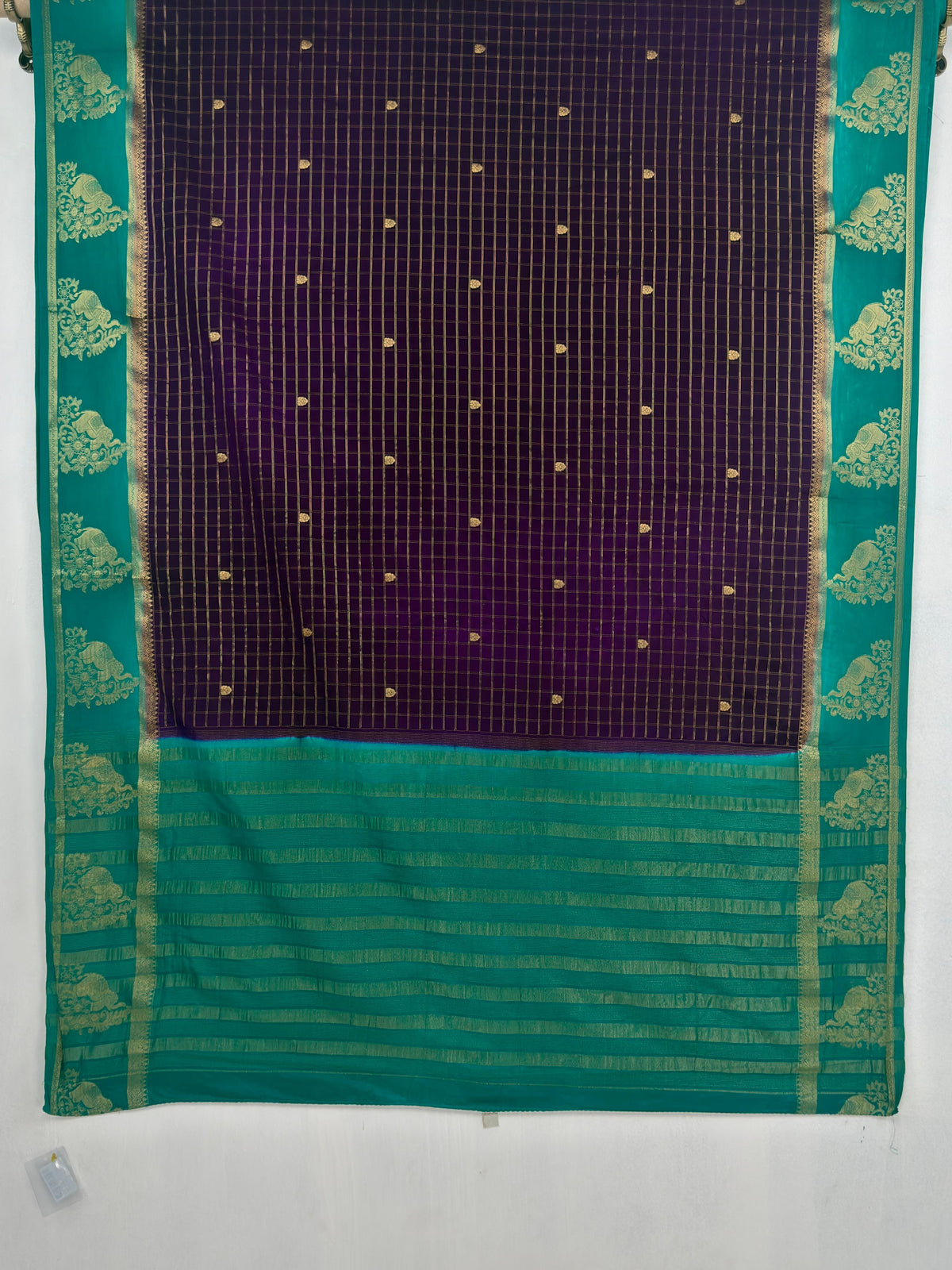 MIMOSA Jamun Mysore Silk Crepe Saree — pallu and zari work detail