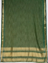 MIMOSA Bottle Green Mysore Silk Crepe Saree — pallu and zari work detail
