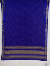 MIMOSA Royal Blue Mysore Silk Crepe Saree — pallu and zari work detail