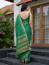 MIMOSA Rama Mysore Silk Crepe Saree — Saree shot with pallu and body detail