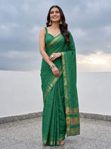MIMOSA Rama Mysore Silk Crepe Saree — pose 5 styling detail