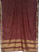 MIMOSA Wine Mysore Silk Crepe Saree — pallu and zari work detail