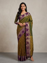 MIMOSA Jamun Banarasi Saree — front view on mannequin