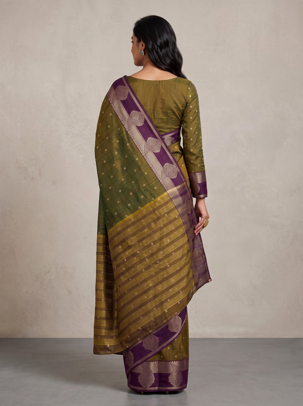 MIMOSA Jamun Banarasi Saree — pose 2 styling detail