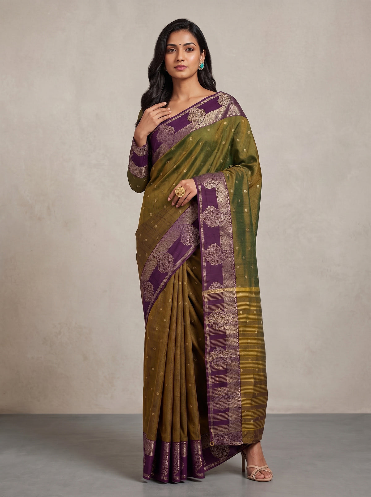 MIMOSA Jamun Banarasi Saree — pose 5 styling detail