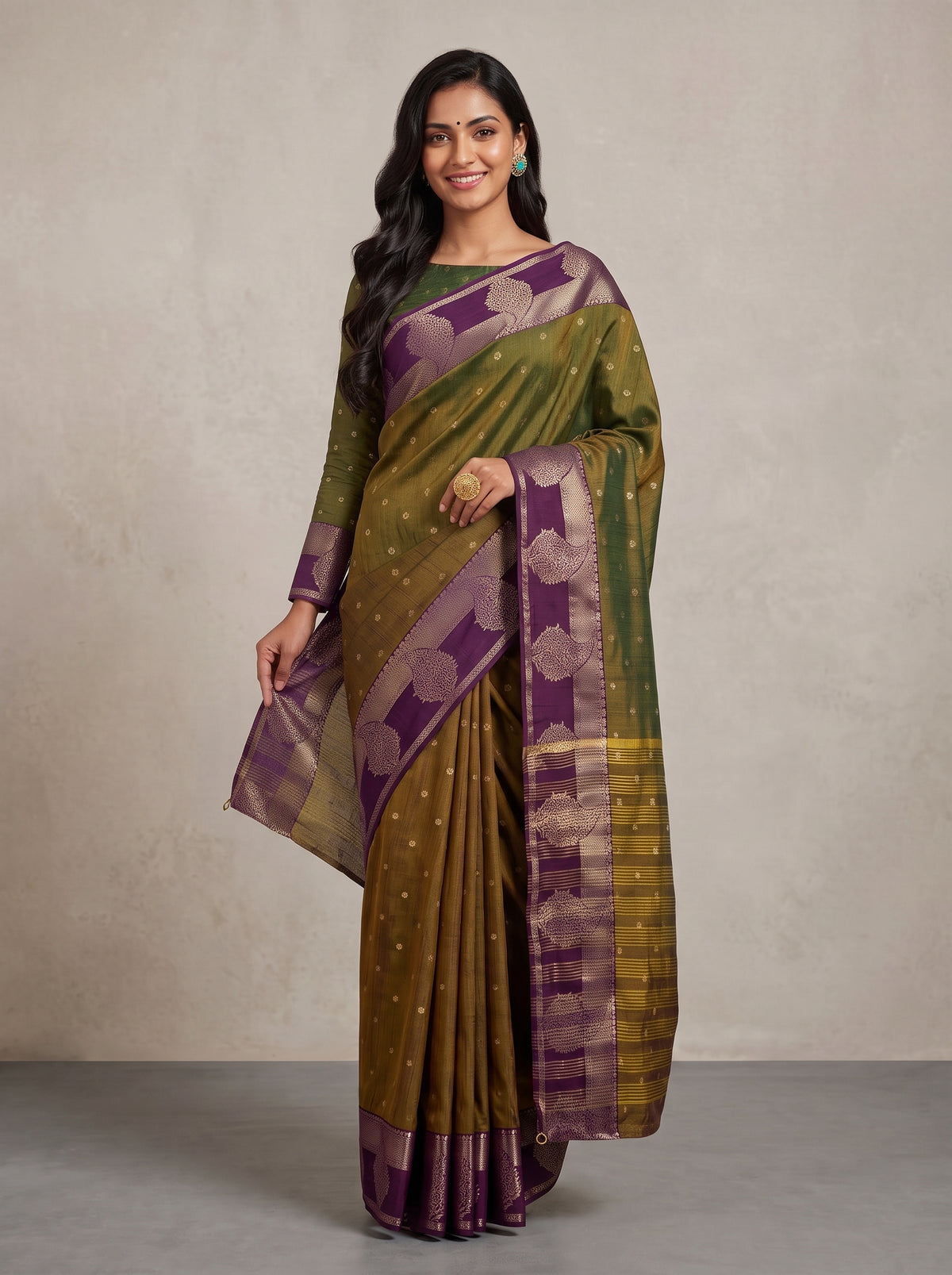 MIMOSA Jamun Banarasi Saree — pose 6 styling detail