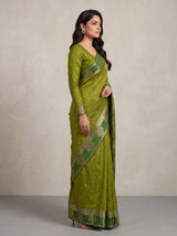 MIMOSA Olive Banarasi Saree — pose 3 styling detail