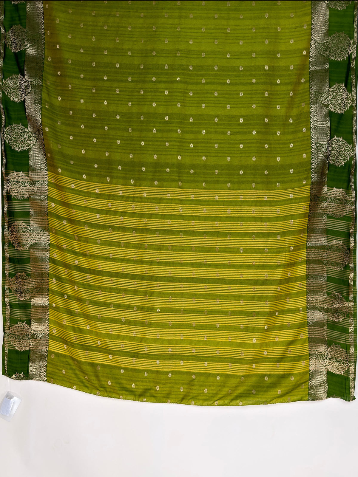 MIMOSA Olive Banarasi Saree — pallu and zari work detail