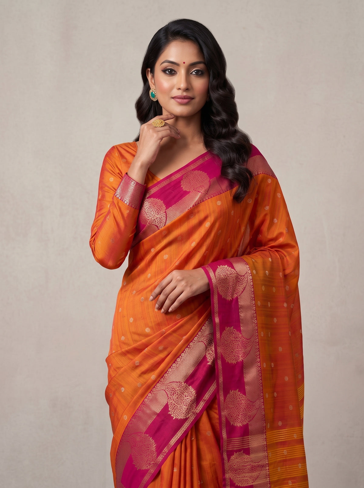 MIMOSA Rani Banarasi Saree — pose 10 styling detail