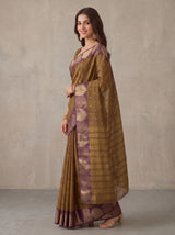 MIMOSA Jamun Banarasi Raw Silk Saree — pose 5 styling detail