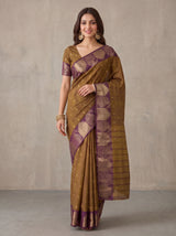 MIMOSA Jamun Banarasi Raw Silk Saree — pose 6 styling detail