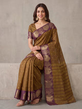 MIMOSA Jamun Banarasi Raw Silk Saree — pose 8 styling detail