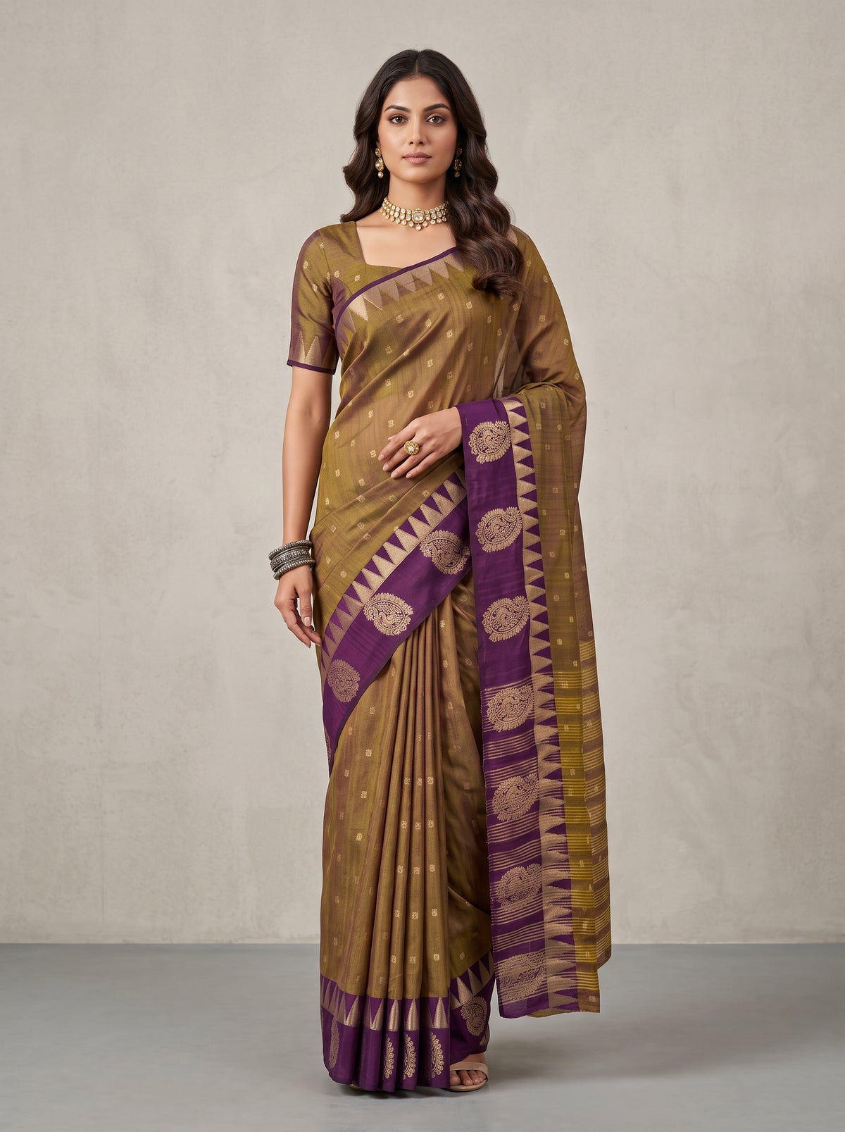 MIMOSA Banarasi Saree — front view on mannequin