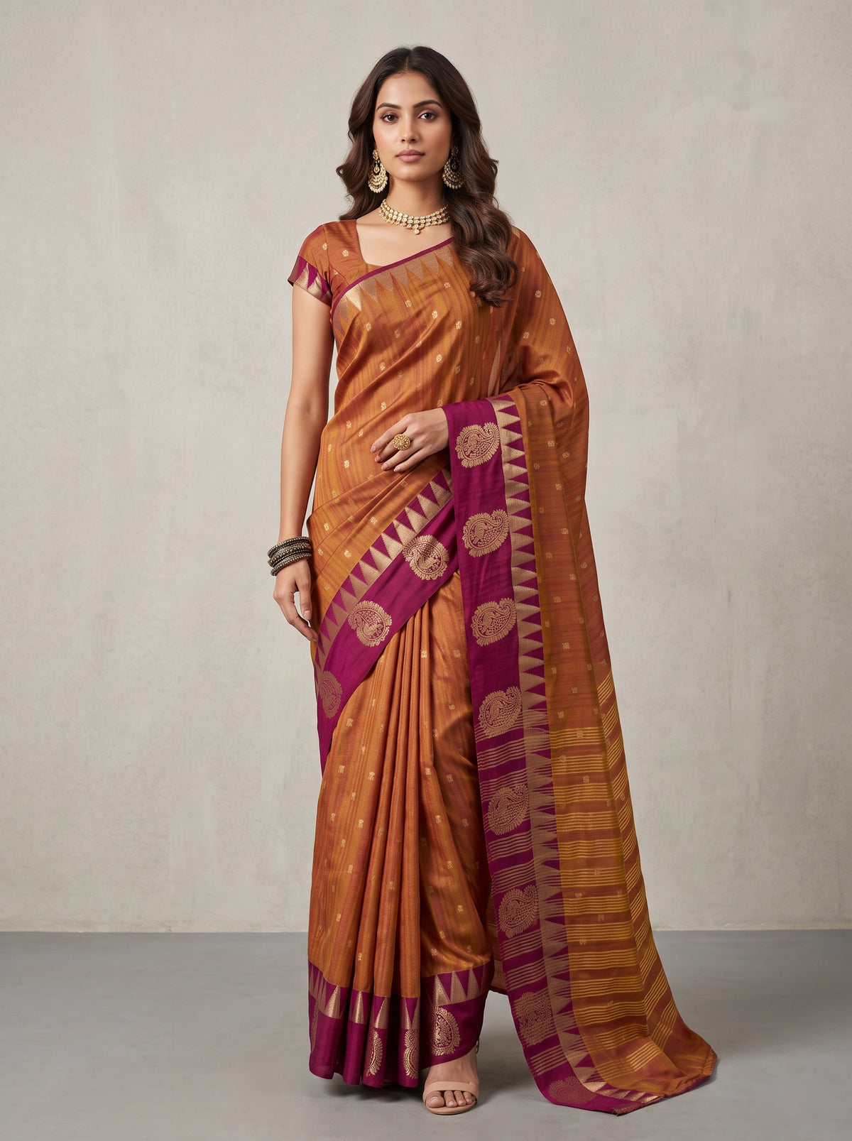 MIMOSA Banarasi Saree — front view on mannequin
