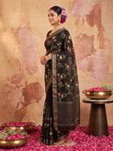 MIMOSA Black Jaipur Saree — pose 3 styling detail