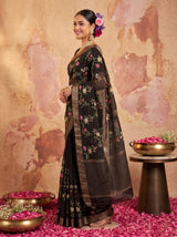 MIMOSA Black Jaipur Saree — pose 5 styling detail