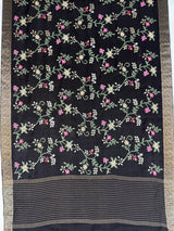 MIMOSA Black Jaipur Saree — pallu and zari work detail