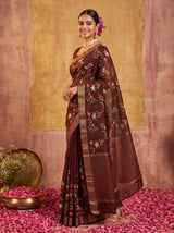 MIMOSA Chocolate Jaipur Saree — pose 5 styling detail
