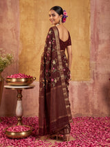 MIMOSA Chocolate Jaipur Saree — pose 7 styling detail