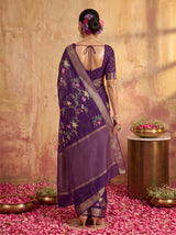 MIMOSA Jamun Jaipur Pure Viscose Chiffon Saree — Saree shot pallu + body