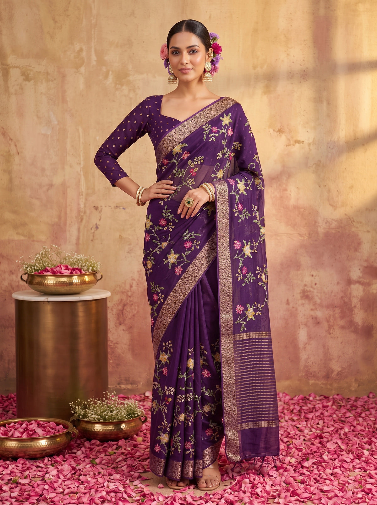 MIMOSA Jamun Jaipur Saree — pose 4 styling detail