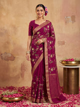 MIMOSA Magenta Jaipur Pure Viscose Chiffon Saree — AI Model lifestyle