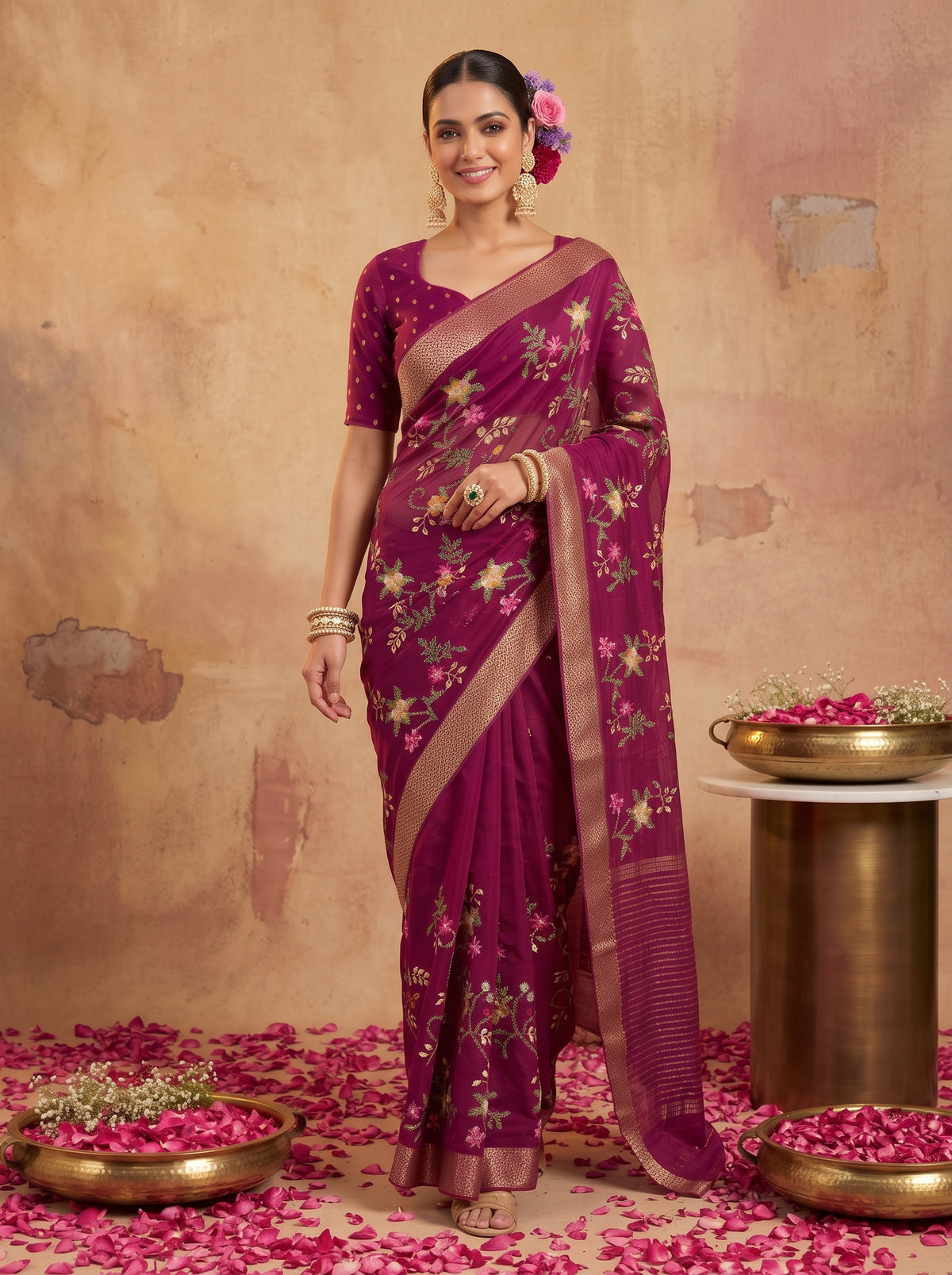 MIMOSA Magenta Jaipur Saree — pose 6 styling detail