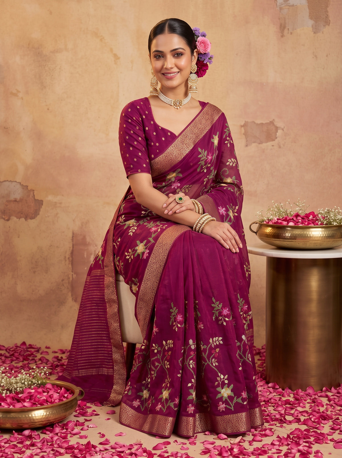 MIMOSA Magenta Jaipur Saree — pose 8 styling detail