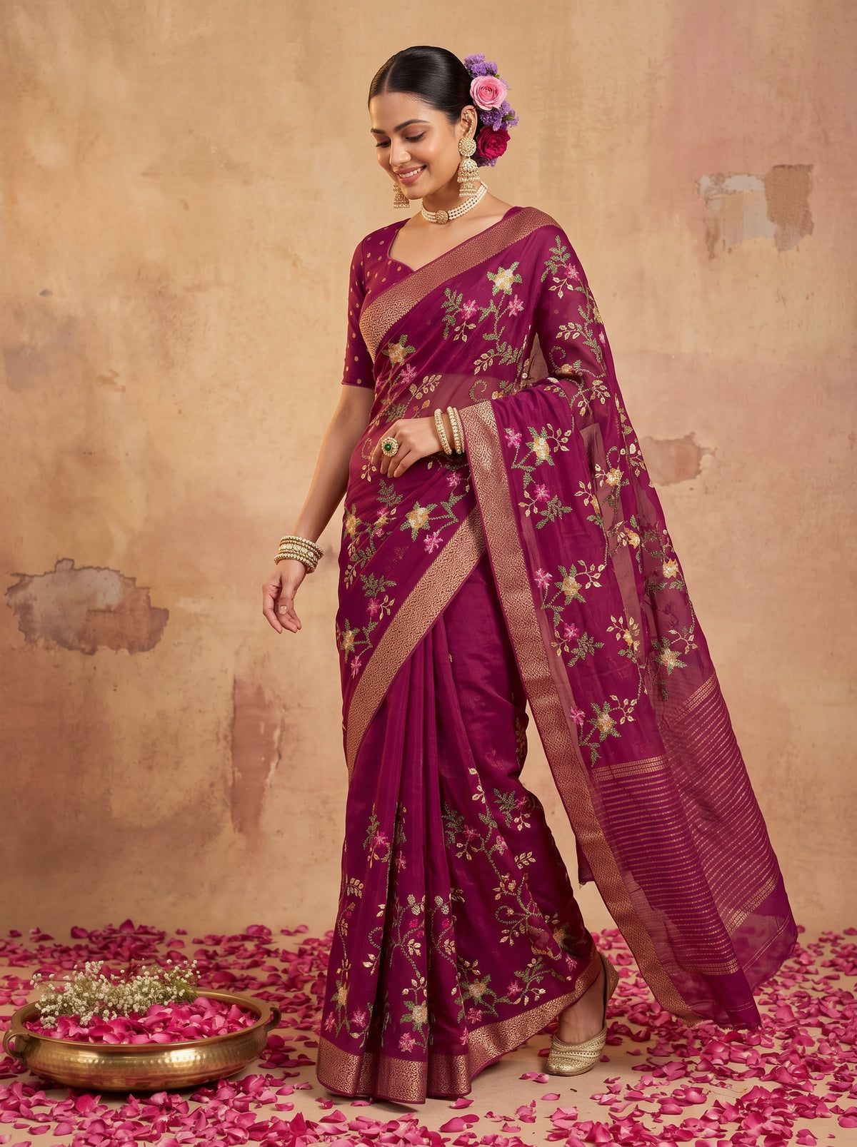 MIMOSA Magenta Jaipur Saree — pose 9 styling detail