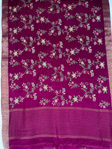 MIMOSA Magenta Jaipur Saree — pallu and zari work detail