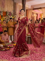MIMOSA Maroon Jaipur Saree — pose 6 styling detail