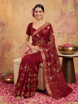 MIMOSA Maroon Jaipur Saree — pose 8 styling detail
