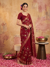 MIMOSA Maroon Jaipur Saree — pose 9 styling detail