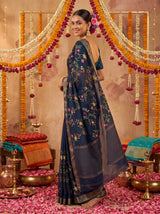 MIMOSA Navy Jaipur Saree — pose 5 styling detail