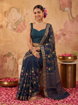 MIMOSA Navy Jaipur Saree — pose 8 styling detail