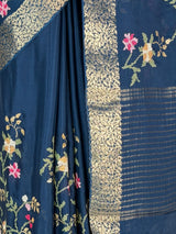 MIMOSA Navy Jaipur Saree — fleets shot full lifestyle