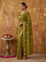 MIMOSA Olive Jaipur Saree — pose 3 styling detail