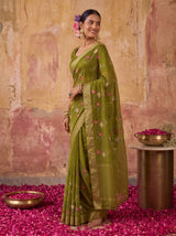 MIMOSA Olive Jaipur Saree — pose 5 styling detail