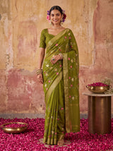MIMOSA Olive Jaipur Saree — pose 6 styling detail