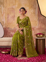 MIMOSA Olive Jaipur Saree — pose 8 styling detail